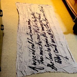 Beige Text Print Scarf